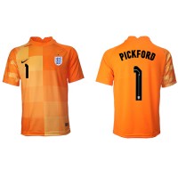 Camisa de Futebol Inglaterra Jordan Pickford #1 Goleiro Equipamento Secundário Mundo 2022 Manga Curta